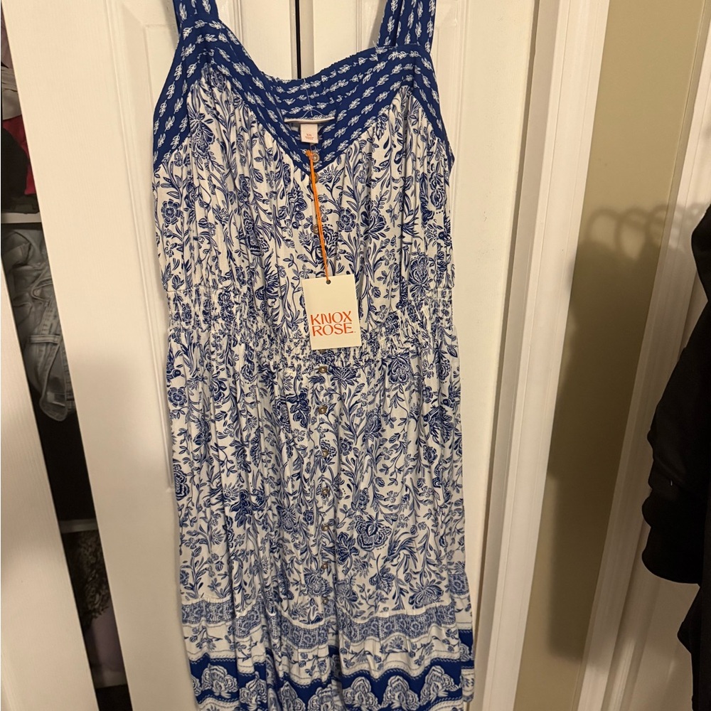Knox Rose Blue and White Patterned Dress